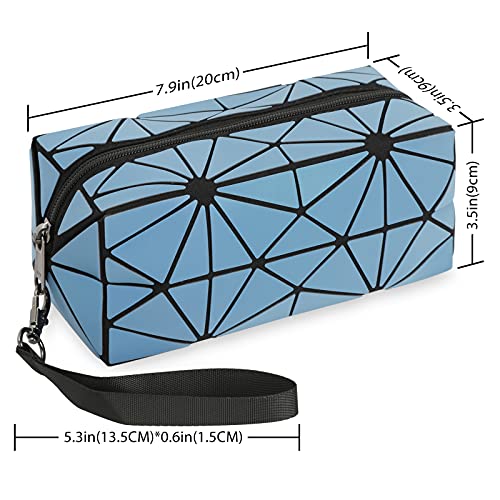 Luminous Pencil Pen Pouch Big Capacity,Geometric Portable Holographic Reflective Pencil case, Zipper Stationery Storage Pouch,Pen Marker Case for High Middle Primary School Student Office (blue)