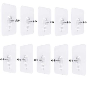 LAJAR 10Pcs Adhesive Wall Mount Screw Hooks , No-Trace Sticker Screw Hanging Nails for Bathroom Kitchen Shower Room (6mm)