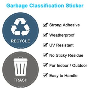 Wisdompro Recycle Sticker for Trash Can, 8 Pack of 3 inch Round Decal Logo Sign Self Adhesive Vinyl Labels for Home and Office Refuse Bin - Suitable for Indoor and Outdoor Use - Aquamarine, Gray