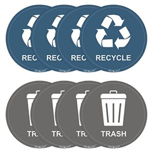 Wisdompro Recycle Sticker for Trash Can, 8 Pack of 3 inch Round Decal Logo Sign Self Adhesive Vinyl Labels for Home and Office Refuse Bin - Suitable for Indoor and Outdoor Use - Aquamarine, Gray