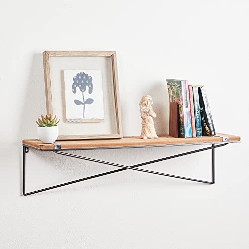 Glitzhome Rustic Floating Shelves Wall Mounted, Farmhouse Decoration Display for Room, Kitchen, Office, Natural, (GH11061)