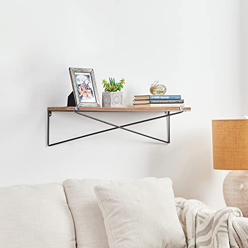 Glitzhome Rustic Floating Shelves Wall Mounted, Farmhouse Decoration Display for Room, Kitchen, Office, Natural, (GH11061)