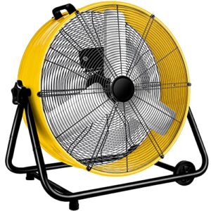 warmlrec industrial fan 24 inch heavy duty drum 3 speed 8800 cfm air circulation high velocity fan for warehouse, workshop, factory, commercial, residential and greenhouse yellow