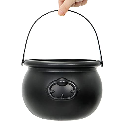 JOYIN Large Halloween Black Cauldron 7.5'', Halloween Candy Cauldron, Candy Kettle, Pot and Bucket, Black Witch Cauldron Candy Holder, Halloween St. Patricks Party Favor Decoration