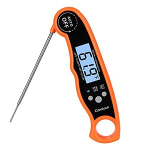 comluck instant read meat thermometer - ca001 digital oven cooking food min max thermometer magnetic waterproof with backlight for adults kitchen grill steak outdoor bbq barbecue baking