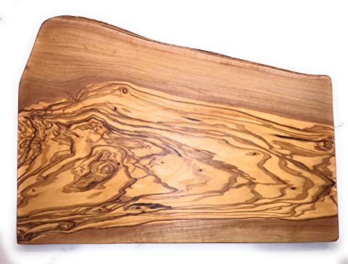 12" Rustic Handmade Bark Edge Olive Wood Charcuterie Board by Orchard Hardwoods- For Cutting, Chopping, Serving. Wooden Slab- Unique Gift. In Sm 12", Med 16", Lg 20", XL 24".(Small 12x5-6x0.8 inch)