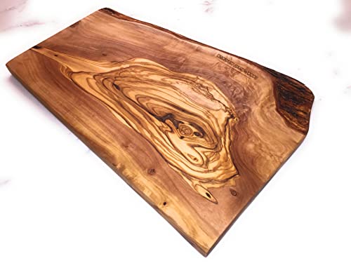 12" Rustic Handmade Bark Edge Olive Wood Charcuterie Board by Orchard Hardwoods- For Cutting, Chopping, Serving. Wooden Slab- Unique Gift. In Sm 12", Med 16", Lg 20", XL 24".(Small 12x5-6x0.8 inch)
