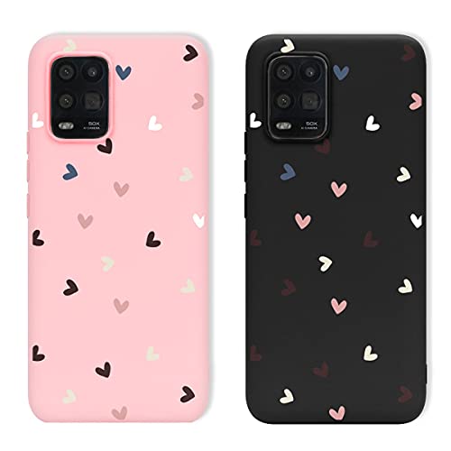 KAPUCTW 2 Pack for Xiaomi Mi 10 Lite 5G Case Anti-Scratch Slim Soft TPU Cover Back Bumper Case 6.57 Inch, Gel Rubber Full Body Protection Shockproof Cover Case Drop Protection Case, Love