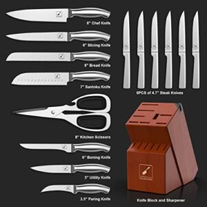 Knife Sets for Kitchen with Block, imarku 15-Pieces High Carbon German Steel Kitchen Knife Set, Ultra Sharp Knife Block Set with Built-in Sharpener, Kitchen Gadgets 2023, Gifts for Mom and Dad