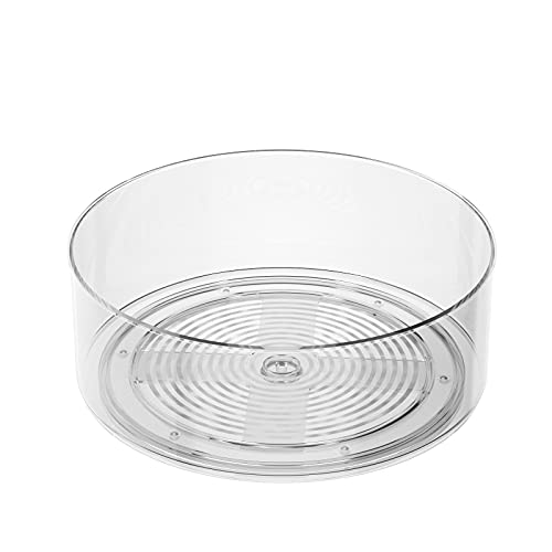 9 inch Lazy Susan Organizer, Plastic Turntable Cabinet Organizer, Round Clear Spinning Organization & StorageTurntable for Cabinet, Pantry, Refrigerator, Countertop, Spices, Condiments