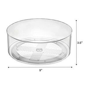 9 inch Lazy Susan Organizer, Plastic Turntable Cabinet Organizer, Round Clear Spinning Organization & StorageTurntable for Cabinet, Pantry, Refrigerator, Countertop, Spices, Condiments