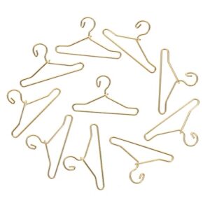 healifty 50pcs mini doll clothes hangers gold dollhouse clothes doll gown dress outfit holder metal miniature clothes stand 40mm