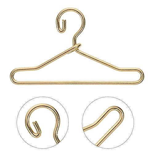 Healifty 50pcs Mini Doll Clothes Hangers Gold Dollhouse Clothes Doll Gown Dress Outfit Holder Metal Miniature Clothes Stand 40mm