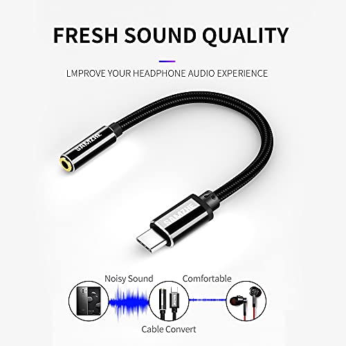 USB Type C to 3.5mm Audio Cable,SAMZHE USB C to Female Headphone Jack Cord Adapter for XiaoMi6/6X/8/Note3/X2/MIX 2S,Huawei Mate 10Pro/Pro/P20/Mate RS,SmartisanPro and More(White)