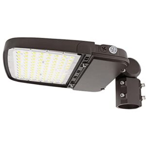 kadision 200w led parking lot light with photocell, 26000lm 0-10v dimmable 5000k 100-277v ip65, slip fitter mount led area light with selectable wattage (150/200/240w), etl listed