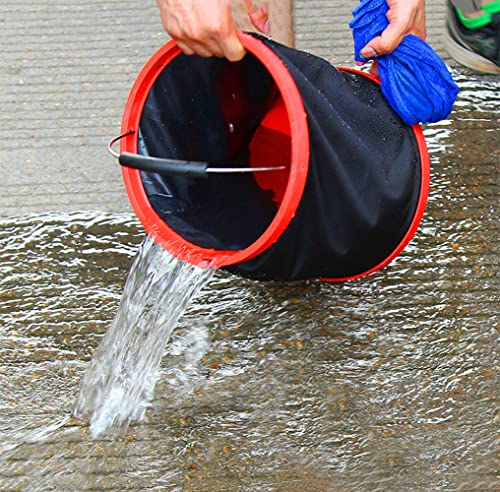 ARISKEY Foldable Water Bucket, 12L/3.1Gallons Collapsible Bucket with Cleaning Towel, Durable(2000D Oxford Cloth) Pop Up Bucket Portable Folding Bucket for Car Washing and Cleaning Camping Fishing