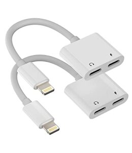 2pack,compatible for iphone headphone adapter double compatible with lightning port to audio jack and charger earphone charging splitter 11 12mini pro xs xr 7 8 for ipad connector converter for apple