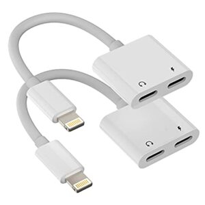 2pack,Compatible for iPhone Headphone Adapter Double Compatible with Lightning Port to Audio Jack and Charger Earphone Charging Splitter 11 12Mini pro xs xr 7 8 for ipad Connector Converter for Apple