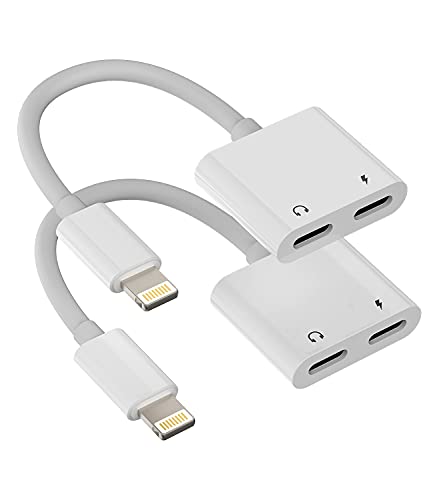 2pack,Compatible for iPhone Headphone Adapter Double Compatible with Lightning Port to Audio Jack and Charger Earphone Charging Splitter 11 12Mini pro xs xr 7 8 for ipad Connector Converter for Apple