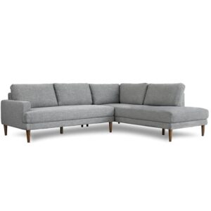 ashcroft aplee mid-century l-shaped pillow back fabric right-facing sectional in gray