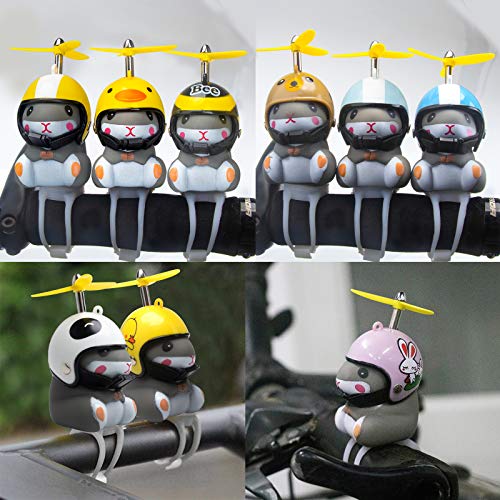 wonuu Duck Bike Bell with Light and Helmet Cute Hamster Bicycle Horn, Dashboard Decoration Hamster Toy Motorcycle Bike Bells Rubber Duck Car Dashboard Decorations (Chicken-Hamster)