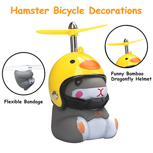 wonuu Duck Bike Bell with Light and Helmet Cute Hamster Bicycle Horn, Dashboard Decoration Hamster Toy Motorcycle Bike Bells Rubber Duck Car Dashboard Decorations (Chicken-Hamster)