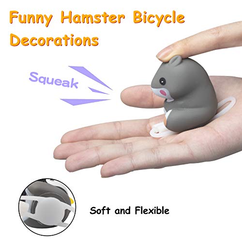 wonuu Duck Bike Bell with Light and Helmet Cute Hamster Bicycle Horn, Dashboard Decoration Hamster Toy Motorcycle Bike Bells Rubber Duck Car Dashboard Decorations (Chicken-Hamster)