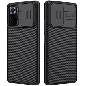 for xiaomi redmi note 10 pro case, nillkin camshield slim case protective cover with camera protector hard pc and tpu ultra thin anti-scratch phone case for redmi note 10 pro/note 10 pro max (black)