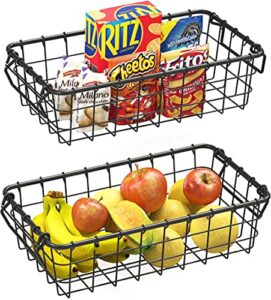 simplehouseware 2 pack stackable single wire basket, (8.9 x 15.5 x 4.3 in)