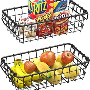SimpleHouseware 2 Pack Stackable Single Wire Basket, (8.9 x 15.5 x 4.3 in)