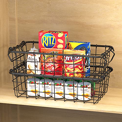 SimpleHouseware 2 Pack Stackable Single Wire Basket, (8.9 x 15.5 x 4.3 in)