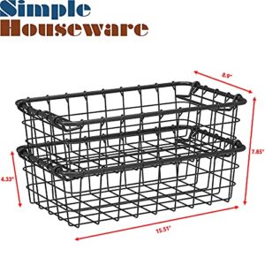 SimpleHouseware 2 Pack Stackable Single Wire Basket, (8.9 x 15.5 x 4.3 in)