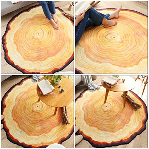 Veemoon Round Area Rugs with Tree Annual Ring Design Living Room Mat Carpet Non Slip Doormat Kitchen Rugs Chair Mats Bathroom Accessories Gifts for Bedroom Floor