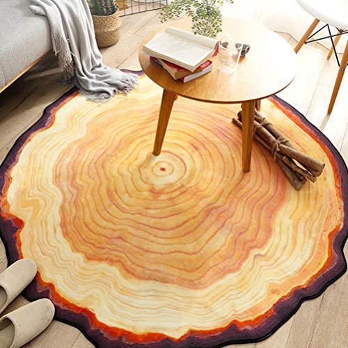 Veemoon Round Area Rugs with Tree Annual Ring Design Living Room Mat Carpet Non Slip Doormat Kitchen Rugs Chair Mats Bathroom Accessories Gifts for Bedroom Floor