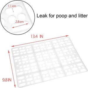 4 Pcs Rabbit Feet Pad Plastic Bunny Cage Floor Mat Foot Resting Hole Leak Water Nest Mat Pet for Small Animal Hamster Rat Chinchilla Guinea Pig Cats Dogs (White)