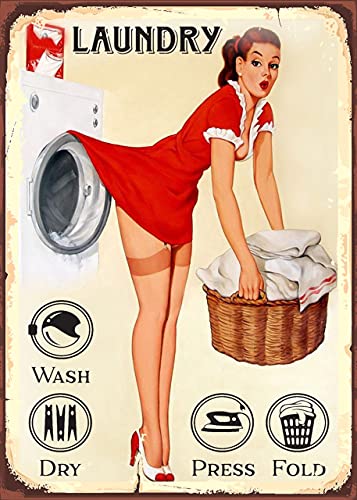 Vintage Rusty Metal Sign Laundry Room Wall Decor for Bars,Restaurants,Cafes Pubs 12" X 8"in