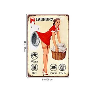 Vintage Rusty Metal Sign Laundry Room Wall Decor for Bars,Restaurants,Cafes Pubs 12" X 8"in