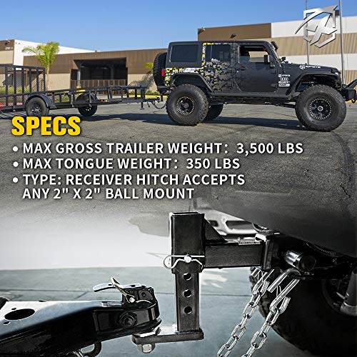 Xprite 2 Inch Rear Bumper Trailer Hitch Receiver Kit Compatible with 2007-2018 Jeep Wrangler JK JKU 2 Door & 4 Door Unlimited, Tow Trailer Hitch Receiver w/ Hitch Wiring Harness