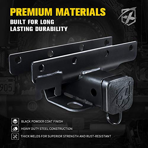 Xprite 2 Inch Rear Bumper Trailer Hitch Receiver Kit Compatible with 2007-2018 Jeep Wrangler JK JKU 2 Door & 4 Door Unlimited, Tow Trailer Hitch Receiver w/ Hitch Wiring Harness