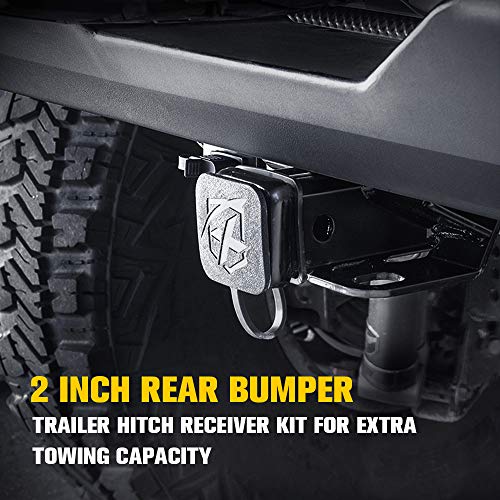 Xprite 2 Inch Rear Bumper Trailer Hitch Receiver Kit Compatible with 2007-2018 Jeep Wrangler JK JKU 2 Door & 4 Door Unlimited, Tow Trailer Hitch Receiver w/ Hitch Wiring Harness