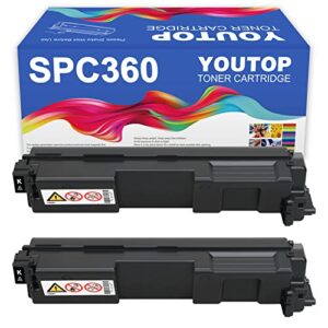 youtop 408176 sp c360 toner black 2 pcs cartridge replacement for ricoh sp c360 c361 c360dnw c360sfnw printers high yield (7,000 pages)