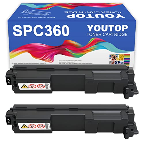 YOUTOP 408176 SP C360 Toner Black 2 pcs Cartridge Replacement for Ricoh SP C360 C361 C360DNw C360SFNw Printers High Yield (7,000 Pages)