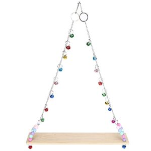 chicken swing, pet chicken swing toys with natural wooden chicken wooden standing swing toys hanging perch with bells for medium large parrots hentoys