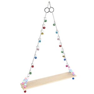 Chicken Swing, Pet Chicken Swing Toys with Natural Wooden Chicken Wooden Standing Swing Toys Hanging Perch with Bells for Medium Large Parrots HenToys