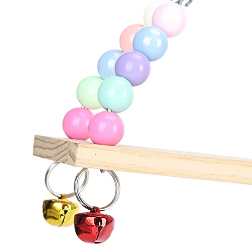 Chicken Swing, Pet Chicken Swing Toys with Natural Wooden Chicken Wooden Standing Swing Toys Hanging Perch with Bells for Medium Large Parrots HenToys