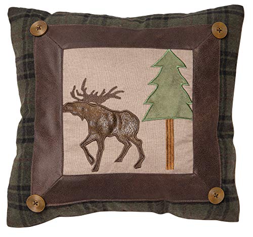 Carstens, Inc. Moose Scrap Rustic Cabin 18x18 Throw Pillow, Brown