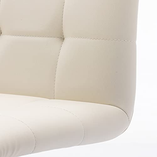 Duhome Rolling Home Office Desk Chairs for Teens, Adjustable Task Chair No Arms Desk Chair with Backrest for Home Office Bedroom Barber White PU Leather