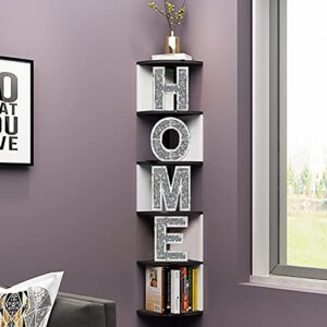 4 pcs Independent Letters Home.Glam Crystal Diamond Letters.Silver Mirror Glass Home Decoration for Wall, Fireplace, Bookshelf and Table.