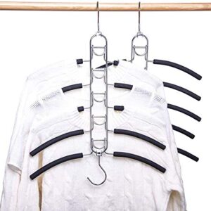 Nature Smile 4 Pack 5 in 1 Anti Slip Clothes Hangers,Space Saver Magic Metal Hangers,Multi Layers Wardrobe Clothes Rack,Heavy Duty Metal Blouse Hanger Closet Storage Organizer