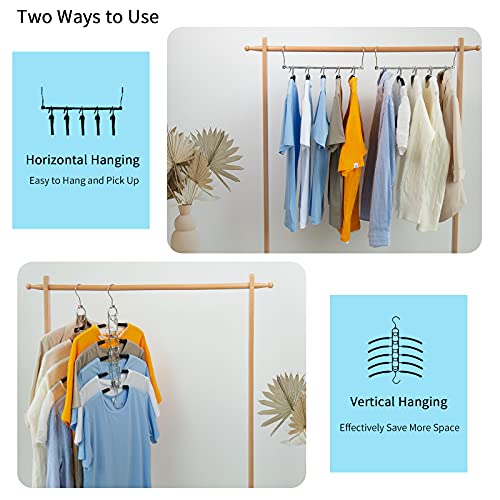 Nature Smile 4 Pack 5 in 1 Anti Slip Clothes Hangers,Space Saver Magic Metal Hangers,Multi Layers Wardrobe Clothes Rack,Heavy Duty Metal Blouse Hanger Closet Storage Organizer